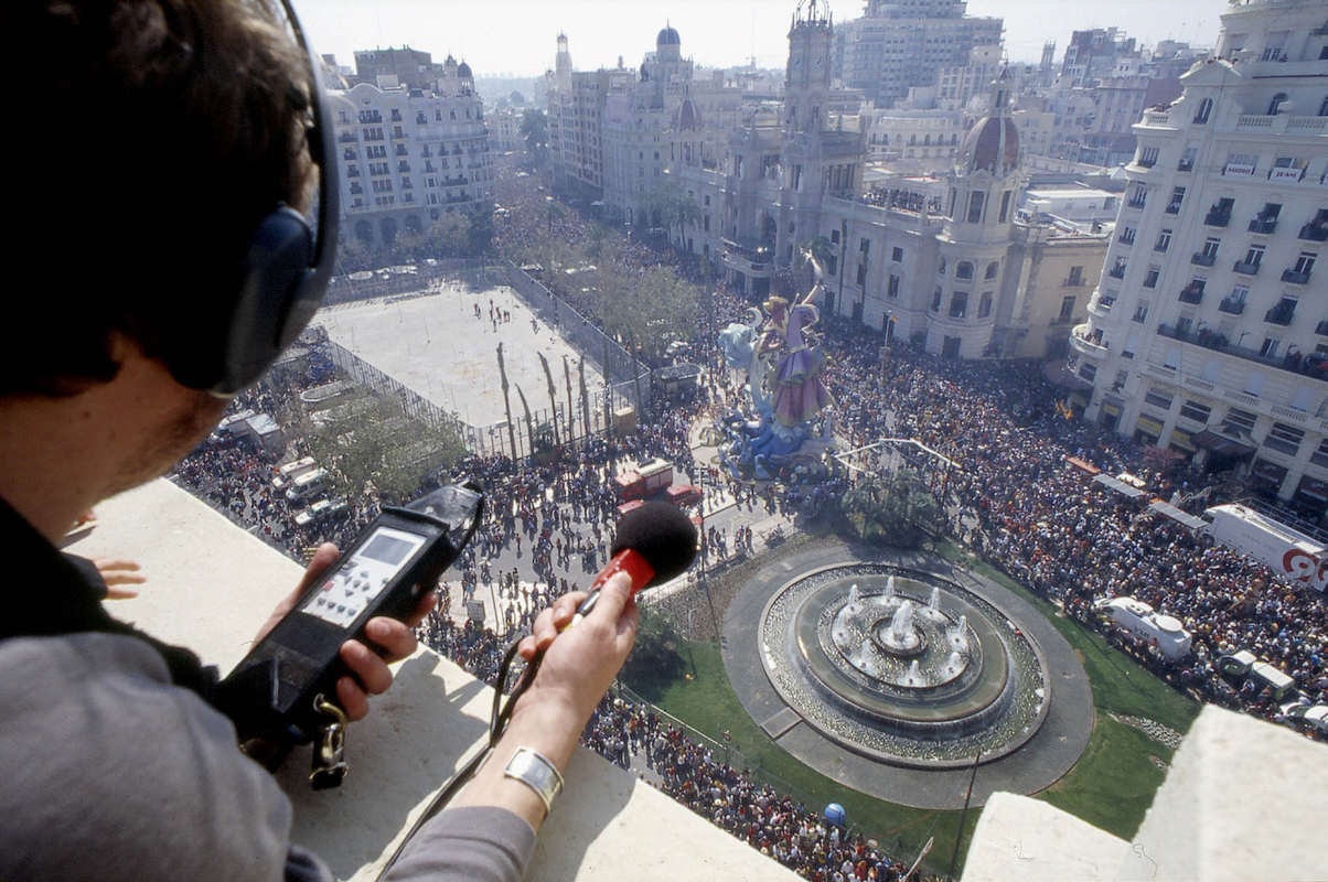 Fallas Feiern auf dem Plaza Ayuntamiento